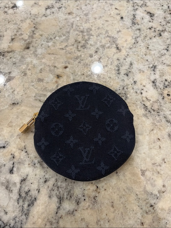 Louis Vuitton Accessories - Louis Vuitton Navy Monogram Round Coin Pouch with Gold Hardware